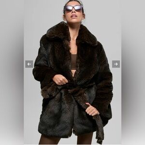 SOLD**** Viral Alo Yoga Starstruck Brown Faux Fur Coat